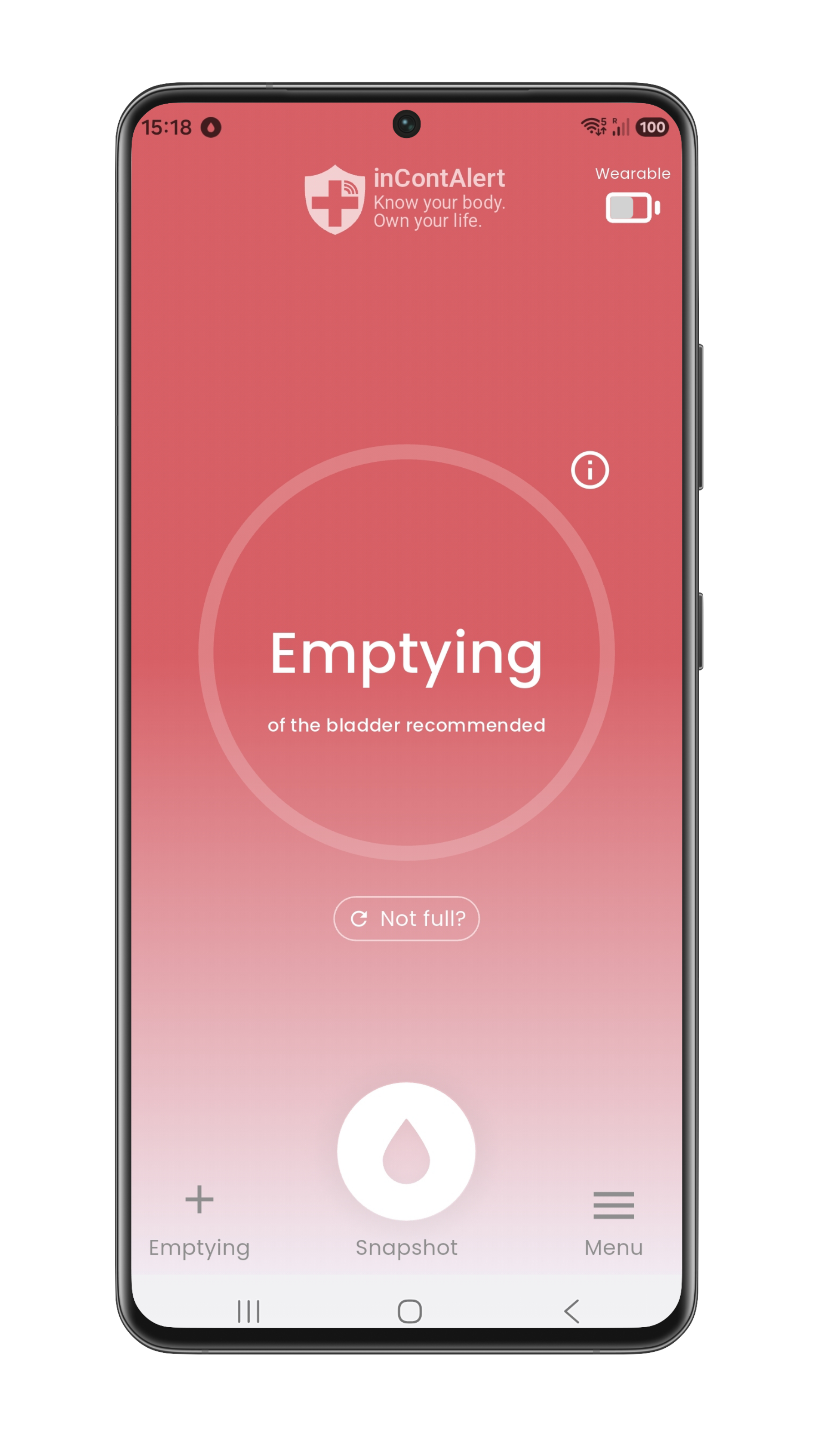 inContAlert app — recommendation screen